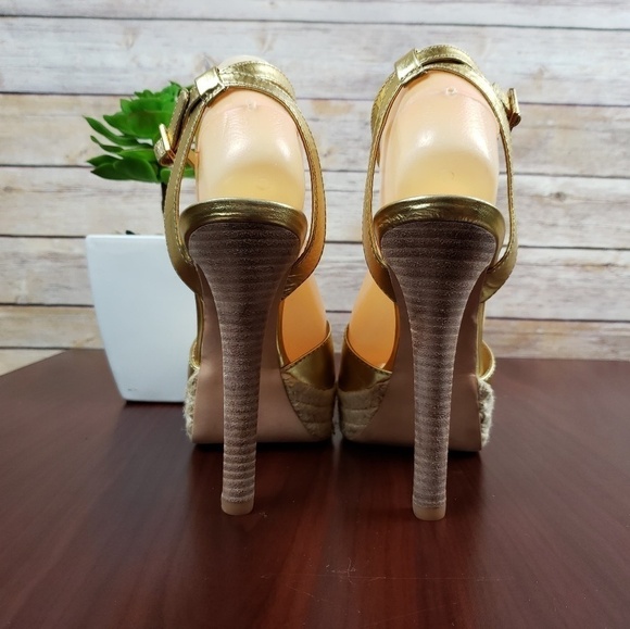 TORY BURCH Gold Platform Ankle Strap - Picture 4 of 6